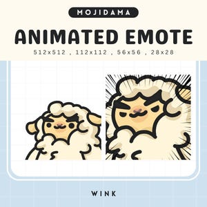 Sheep Emotes Twitch Animation Serious Face Wink Funny Animated Cute Chibi Stream Goat Emote Vtuber Live Gaming Discord Emot Kick OBS Emoji