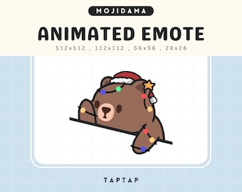 May include: Animated Christmas bear wearing a Santa hat with colorful lights wrapped around its head. The bear is looking to the right and has a happy expression.