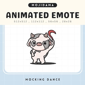 Emotes de danse moqueuse de vache Twitch Animations taquineries Rire Ferme de bovins Emotes animés mignons Chibi Vtuber Diffusion en direct de jeux Kick Discord Youtube