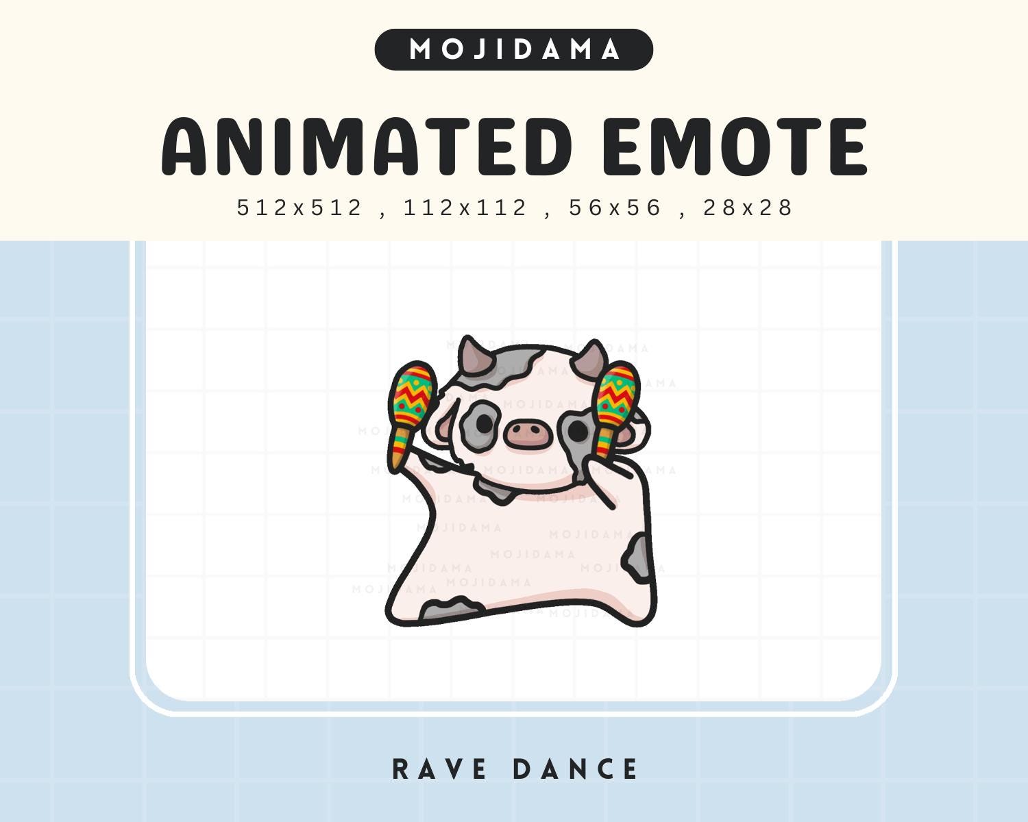 Emote animado de vaca para celebrar: Divertido para Twitch, Discord y  YouTube (Descarga digital), image size:1500x1200