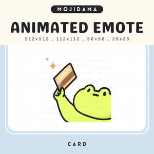 Frosch Swipe Karte Emotes Twitch Animation Take My Geld Kredit Pay Pepe Meme Süßes Emote Animiertes Chibi Vtuber Live Stream Kick Discord Youtube
