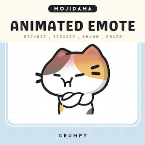 Cat Grumpy Emotes Twitch Animation Orange Black White Kitty Angry Chibi Kitten Cute Animated Kawaii Emote Vtuber Streamer Streaming Discord