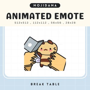 May include: Animated emote showing a cartoon character breaking a table. The character is light brown with a dark brown head and a pink blush. The table is light brown with a jagged edge. The text "BREAK TABLE" is at the bottom.