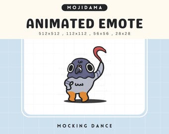 Emotes de baile burlón de paloma Twitch Broma animada Risa Emote tonto lindo Animación Chibi Vtuber Transmisión en vivo Juegos Obs Kick Discord Youtube