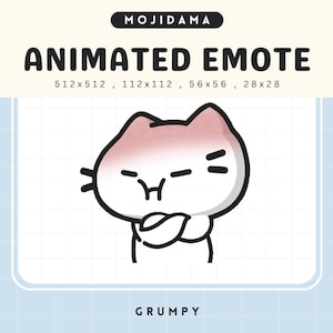 White Cat Emotes Twitch Animation Grumpy  Kitty Angry Chibi Kitten Cute Animated Kawaii Emote Vtuber Streamer Live Streaming Youtube Discord