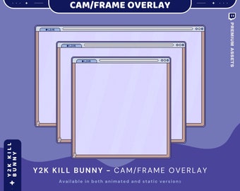 Bunny Cam Stream Animation Blue Frame CatTwitch Studio Obs Streamlabs Kitty Animated Cute Kitten Youtube Streaming Chatting Vtuber Kick