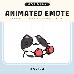 Animated Cat Boxing Emote: Black & White Chibi Twitch Stream (Digital Download)