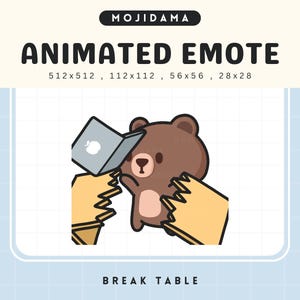 Bear Twitch Emotes Animation Angry Break Table Cute Chibi Animated Emot Kawaii Bears Emote Vtuber Streamer Live Streaming Discord Kick Emoji