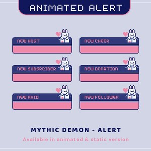 Twitch Alert Animation Overlay Bunny Rabbit Animated Stream Alerts Cat Kitty Cute Streaming Twitch Kick Youtube Vtubber Funny New Raid Cheer