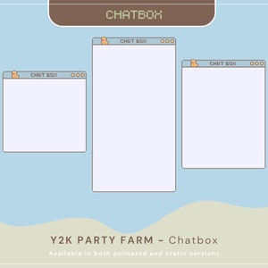 May include: Three chat boxes with a light blue background and a light brown border. Each chat box has a cartoon cat icon in the top left corner and the text "CHAT BOX" in the top center. The chat boxes are on a light blue background with a light brown wavy line at the bottom.