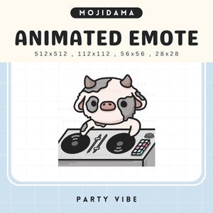 Fête Vache Twitch Emotes Musique animée Vibes Emote mignonne Animation Chibi Vtuber Cattle Farm Diffusion en direct Gaming OBS Kick Discord Youtube Emot