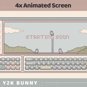 Y2K Bunny Lofi Animated Twitch Stream Screens (Digital Download)