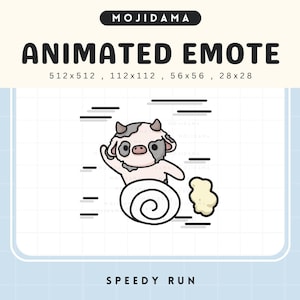 Cow Running Twitch Emotes Animated Speed Run Fast Away Cattle Farm Emote Animation Chibi Vtuber Live Stream Gaming Kick Discord Youtube