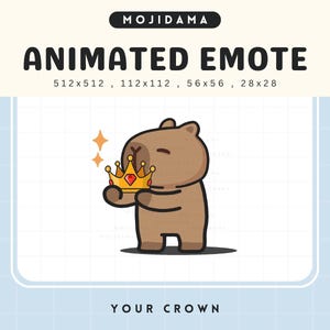 Capybara Crown Emotes Twitch Animated King Queen Gg Victory Congrats Emote Animation Cute Chibi Vtuber Live Stream Gaming Discord Youtube