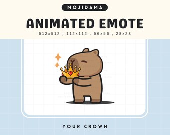Capybara Crown Emotes Animation: Cute Chibi Animated Twitch Emotes for Streaming on Discord, YouTube, Vtuber & OBS