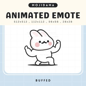 Bunny Buffed Emotes Twitch Gym Animated Muscle Strong Rabbit Emote Animation Cute Chibi Vtuber Live Stream Gaming Obs Kick Discord Youtube