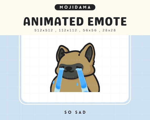Animated Sad German Shepherd Twitch Emotes: Crying Chibi Dog