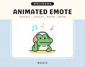 Crocodile Music Vibe Animated Emote: Kawaii Chibi Alligator (Digital Download)