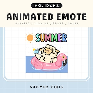 Sheep Summer Vibes Emotes Animated Twitch Cute Beach Emote Chibi Animation Vtuber Cozy Live Stream Gaming Kick Discord Youtube Funny Emot
