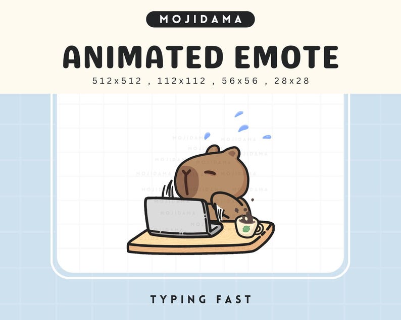 Animated Capybara Typing Emote: Chibi Twitch Stream (digital Download ...