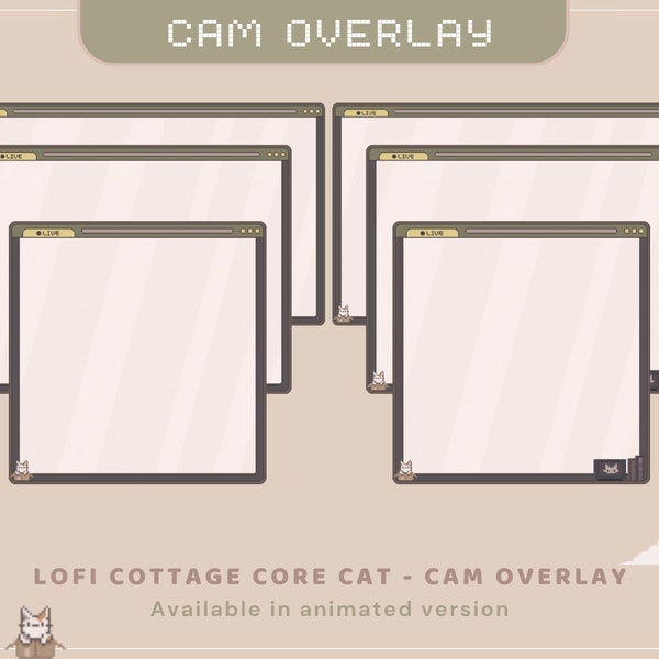 Twitch Cam Overlay Animation Cute Cat Animated Stream Youtube Kick Streaming Kitty Cam Frame Streamer Just Chatting Gaming Overlays Pixel