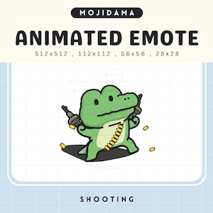 Crocodile Emotes Shooting Twitch Animated Shoot Snipe Headshot Funny Alligator Emote Animation Chibi Vtuber Live Stream Kick Discord Youtube