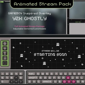Halloween Twitch Overlay Animation Ghost Stream Pack Lofi Ghostboy Animado Pacote de streaming completo Spooky Cat Cozy Vtubber Bundle Chatting