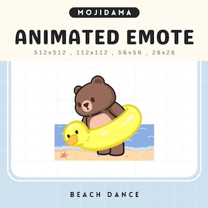 Bear Dancing Twitch Emotes Animation Summer Chibi Kawaii Cute Animated Cozy Vtuber Emote Live Streaming Gaming Discord Kick Youtube Funny