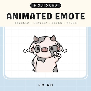 Animation Twitch d&#39;émoticônes de vache No Nope Froggy Cattle Farm Animation Emote Chibi mignon Kawaii Streamer Vtuber Diffusion en direct Emot Discord