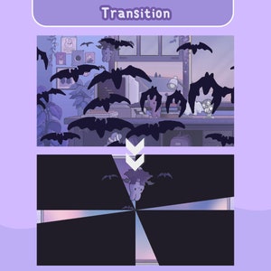 Cute Stream Stinger Transition Animation Bunny Twitch OBS Streamlabs Overlay Scenes Switch Screens Purple Pink Blue Youtube Cat Glitch Kick