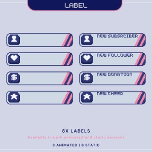 Cute Twitch Label Animation Bunny Animated Stream Labels Y2K Retro Streaming Asset Youtube Kick Just Chatting Gaming Vtubber Lofi Aesthetic