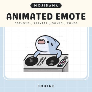 Shark Party Emotes Animated Twitch Music Vibes Cute Emote Animation Chibi Funny Dj Vtuber Cozy Live Stream Gaming OBS Kick Discord Youtube