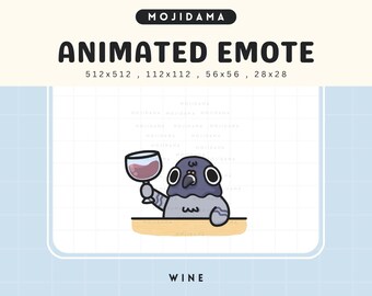 Emote de vino de paloma animado: superposición de transmisión Chibi para Twitch/Discord (descarga digital)