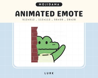 Crocodile Lurk Twitch Emotes Animated Lurking Peek Cute Alligator Emote Animation Chibi Vtuber Live Stream Gaming Kick Discord Youtube Emoji
