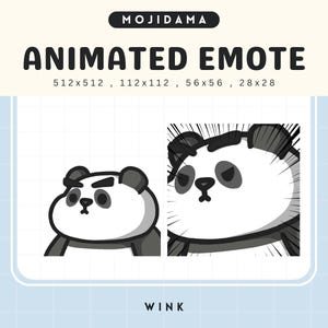 Emote Panda Twitch Animazione Faccia Seria Occhiolino Divertente Animato Carino Chibi Stream Emote Sciocco Vtuber Live Gaming Discord Emote Calcio OBS Kawaii