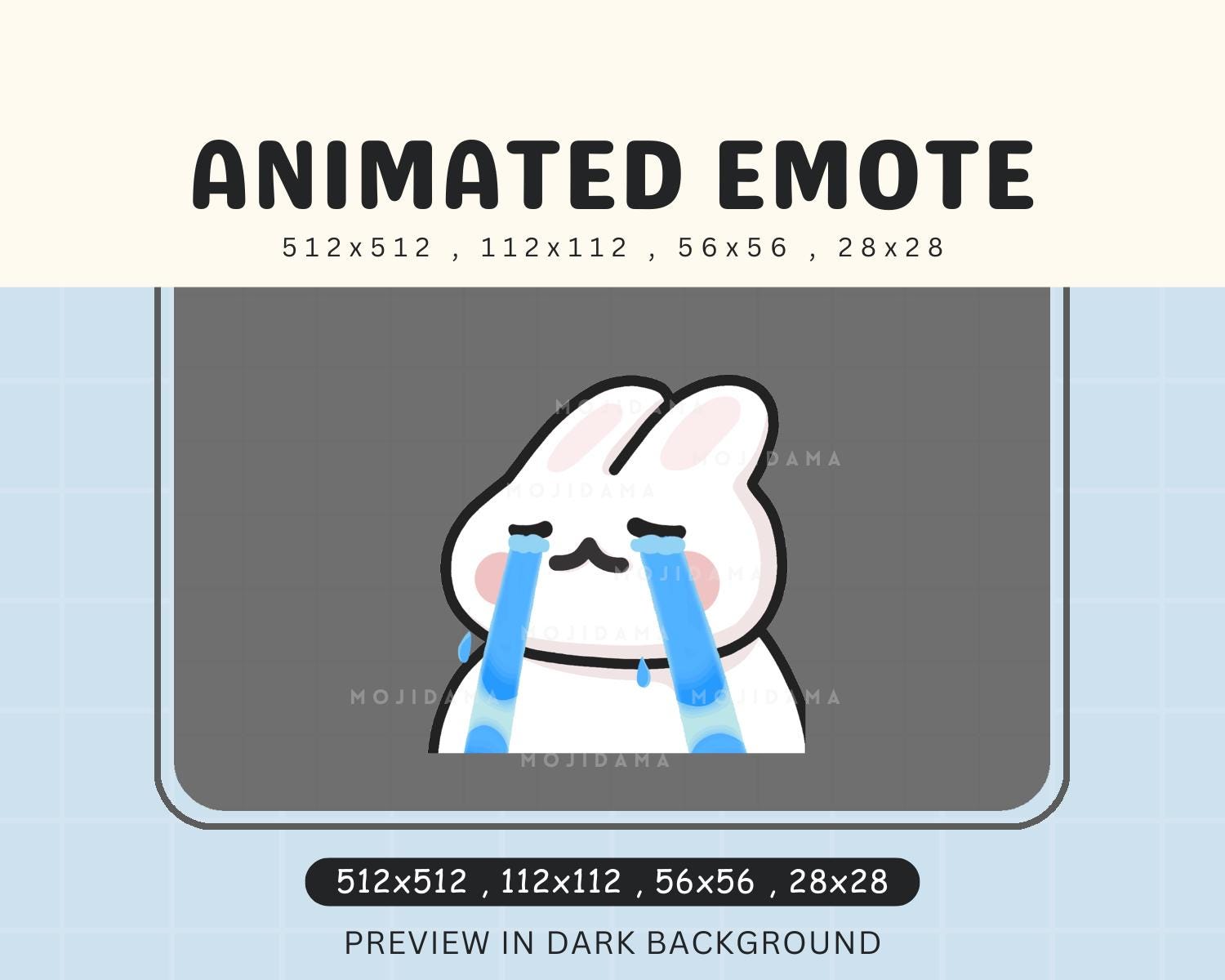 Sad Bunny Twitch Emotes Animated Stream Animation Cute Chibi Cry Rabbit ...