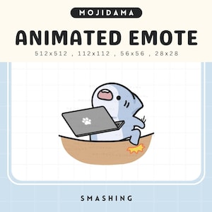 Shark Smashing Emotes Twitch Animated Break Laptop Angry Mad Emote Animation Cute Chibi Vtuber Live Stream Gaming Obs Kick Discord Youtube