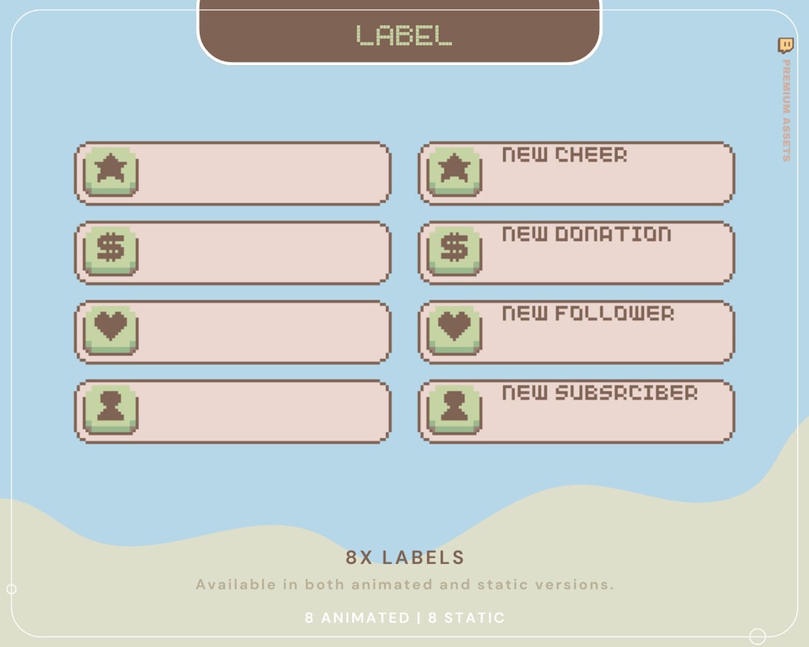 Cute Twitch Label Animation Duck Cow Animated Stream Labels Y2K Retro ...