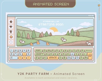Lofi Farm Twitch Stream-overlay: geanimeerde koe, eend, konijn (WEBM, png)
