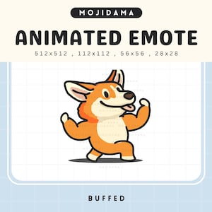 Animated Buff Corgi Emote: Gym Muscle Puppy for Twitch, Discord, YouTube (Digital Download)