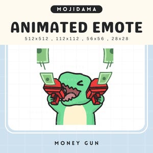 Dinosaur Twitch Emotes Animation Money Rich Cute Chibi Animated T-Rex Kawaii Emote Vtuber Streamer Live Streaming Discord Funny Emot Stream