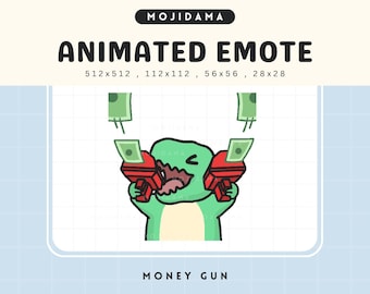 Dinosaur Twitch Emotes Animation Money Rich Cute Chibi Animated T-Rex Kawaii Emote Vtuber Streamer Live Streaming Discord Funny Emot Stream