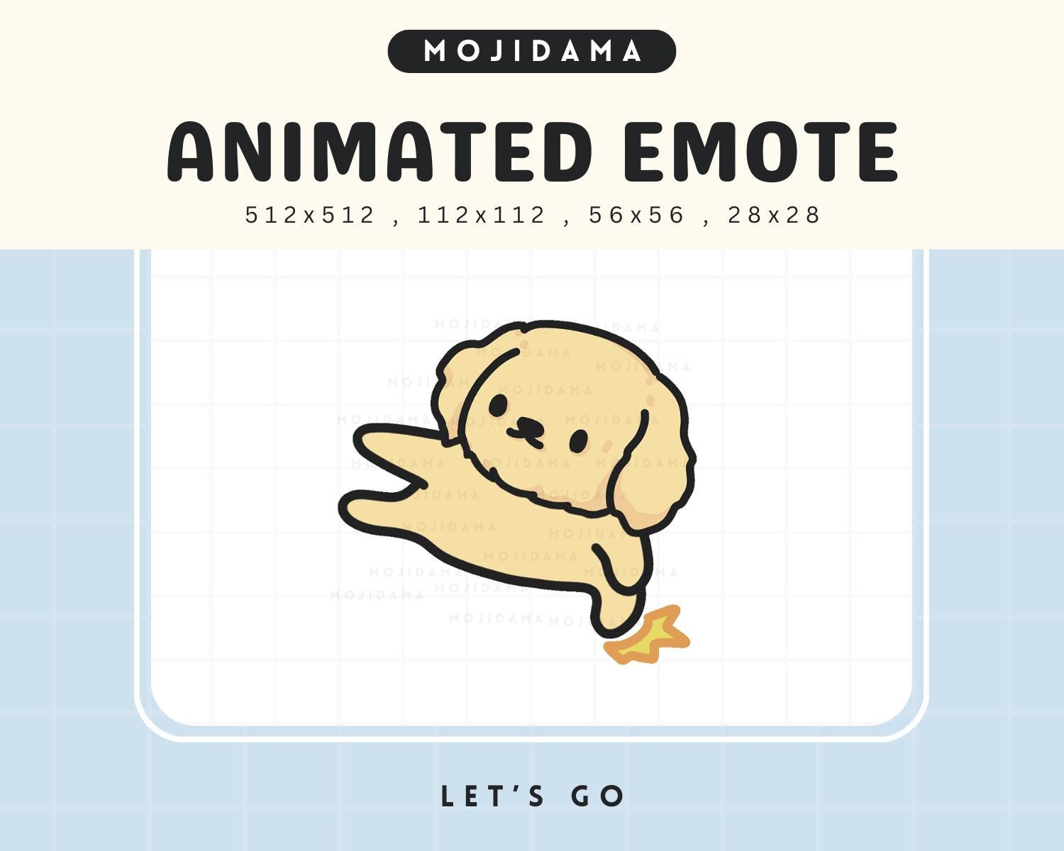 Emotes hype Golden Retriever Animations Twitch Gg Dog Excité Anxieux Crazy Emotes Animation Chibi Vtuber Diffusion en direct Gaming Discord Youtube