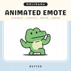 Crocodile Buffed Emotes Twitch Gym Animated Muscle Strong Alligator Emote Animation Chibi Vtuber Live Stream Gaming Obs Kick Discord Youtube