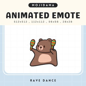 Dancing Bear Emotes Twitch Animated Animal Dance Funny Chibi Emote Animation Cute Kawaii Vtuber Live Stream Gaming Obs Kick Discord Youtube
