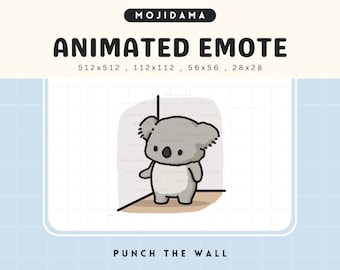 Koala Punch Emotes Animation: Cute Angry Twitch Animated Emotes for Streaming on YouTube, Kick, Discord
