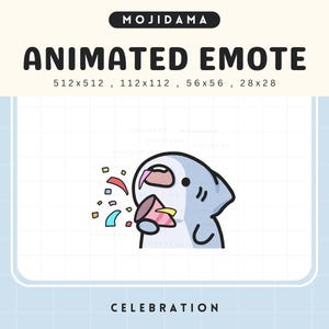 Shark Celebration Emotes Twitch Animated Confetti Celebrate Gg Congrats Happy Emote Animation Chibi Vtuber Live Stream Kick Discord Youtube