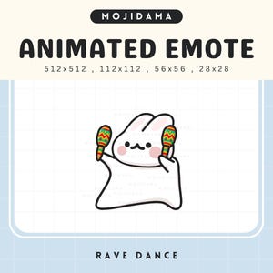 Bunny Rave Dance Emotes Twitch Animated Funny Animal Chibi Rabbit Emote Animation Cute Kawaii Vtuber Live Stream Gaming Obs Discord Youtube