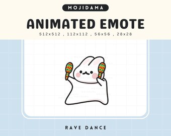 Bunny Rave Dance Emotes Animation: Cute Chibi Animated Twitch Emotes for Streaming on OBS, Discord, YouTube, Vtuber & Gaming