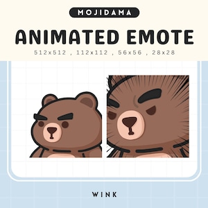 Bear Twitch Emotes Animation Serious Wink Funny Cute Chibi Animated Emoji Teddy Kawaii Emote Vtuber Streamer Live Discord Silly Emot Stream